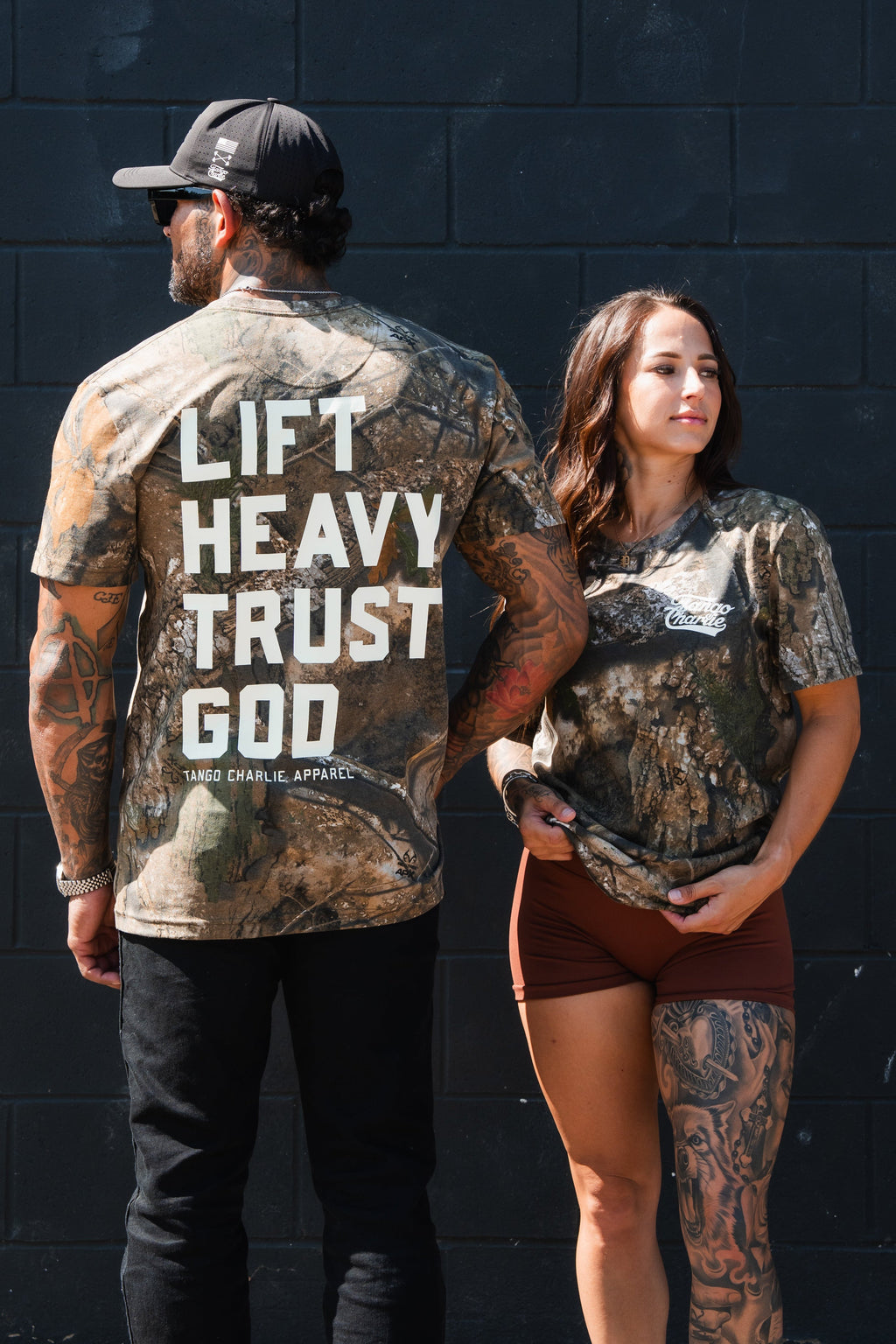 Lift Heavy. Trust God. - Realtree Premium Camo Tee