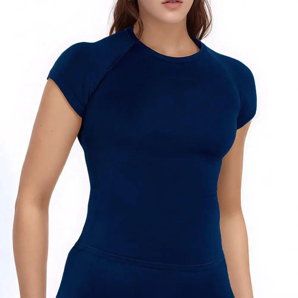NCLAGEN Sport Shirt Women Fitness Impact Short Sleeve Top Gym Workout Yoga Blouse Quick Dry Breathable Running Tee Versatile Top