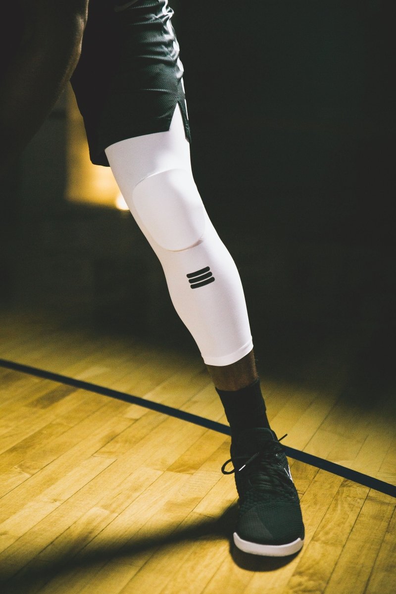 Full-Length Padded Knee Sleeve - White